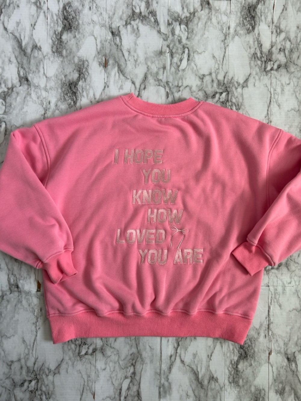 Pink Women's Graphic Crewneck Sweatshirt - Inspirational Back Text - Picture 3 of 12